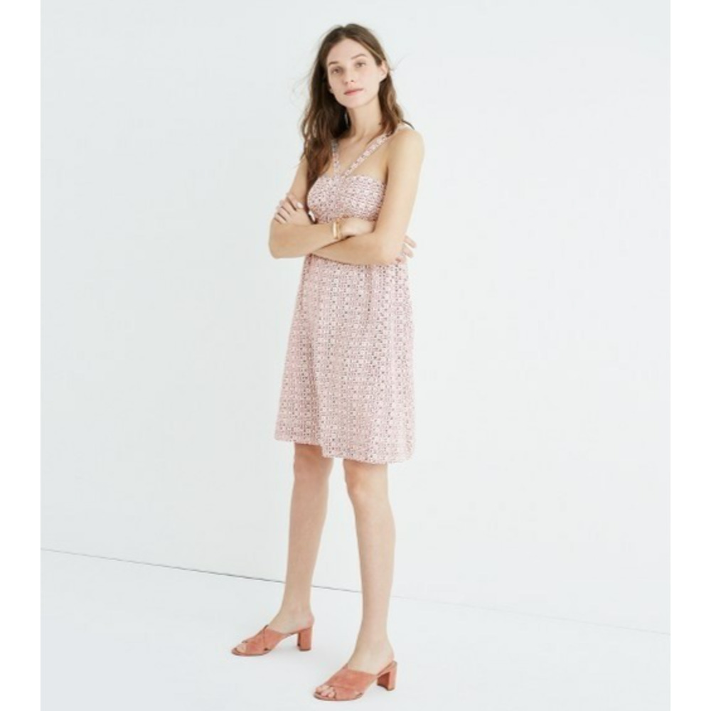 NEW J Crew Madewell Silk Convertible Halter Dress in Echo Grid Size 4